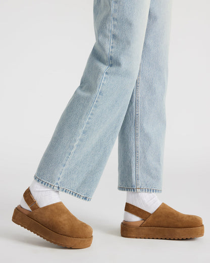 MELLOW Cognac Suede Women's Slingback Platform Clog | Steve Madden Exclusive