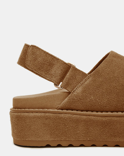 MELLOW Cognac Suede Women's Slingback Platform Clog | Steve Madden Exclusive