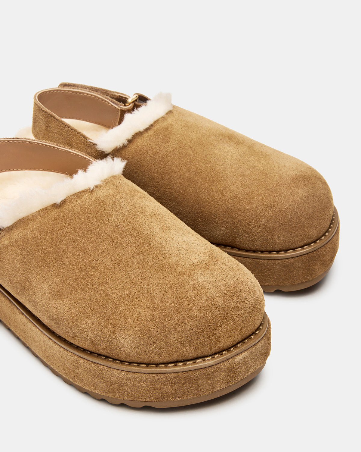 MELLOW Faux Fur Cognac Suede Women's Slingback Platform Clog | Steve Madden Hot Sale