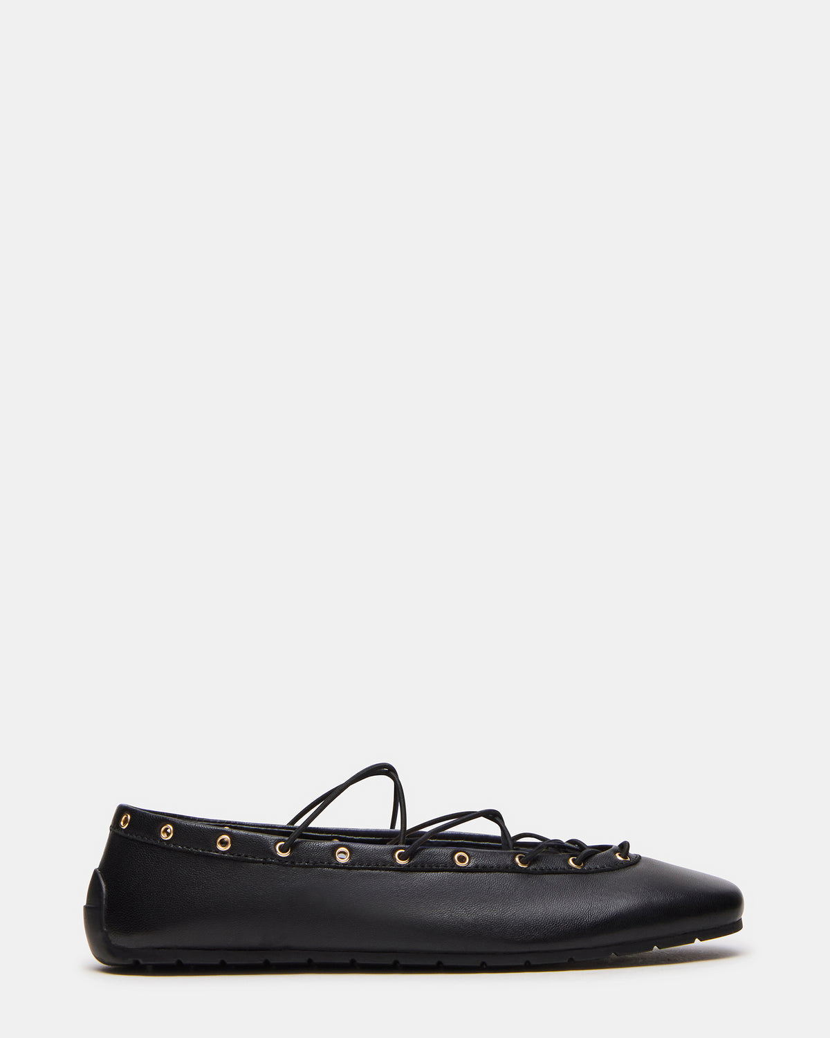 POINTE Black Leather Women's Ballet Square-Toe Flat | Steve Madden Popular