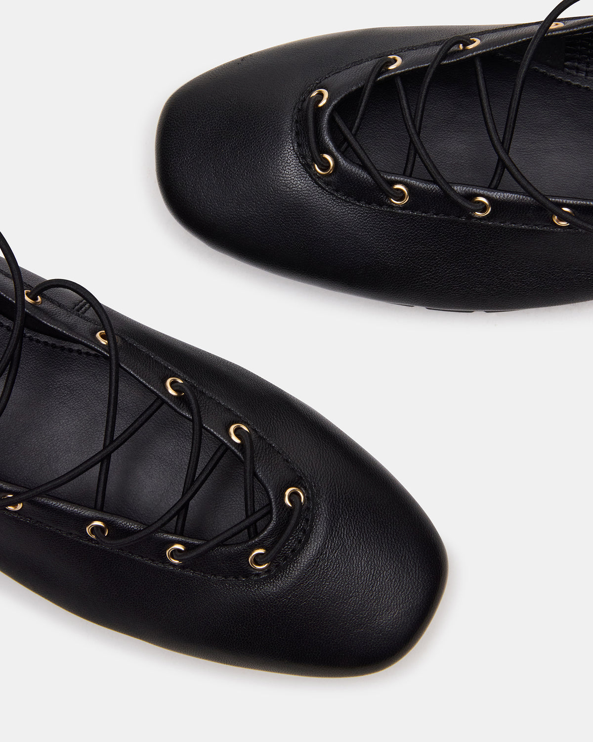 POINTE Black Leather Women's Ballet Square-Toe Flat | Steve Madden Popular