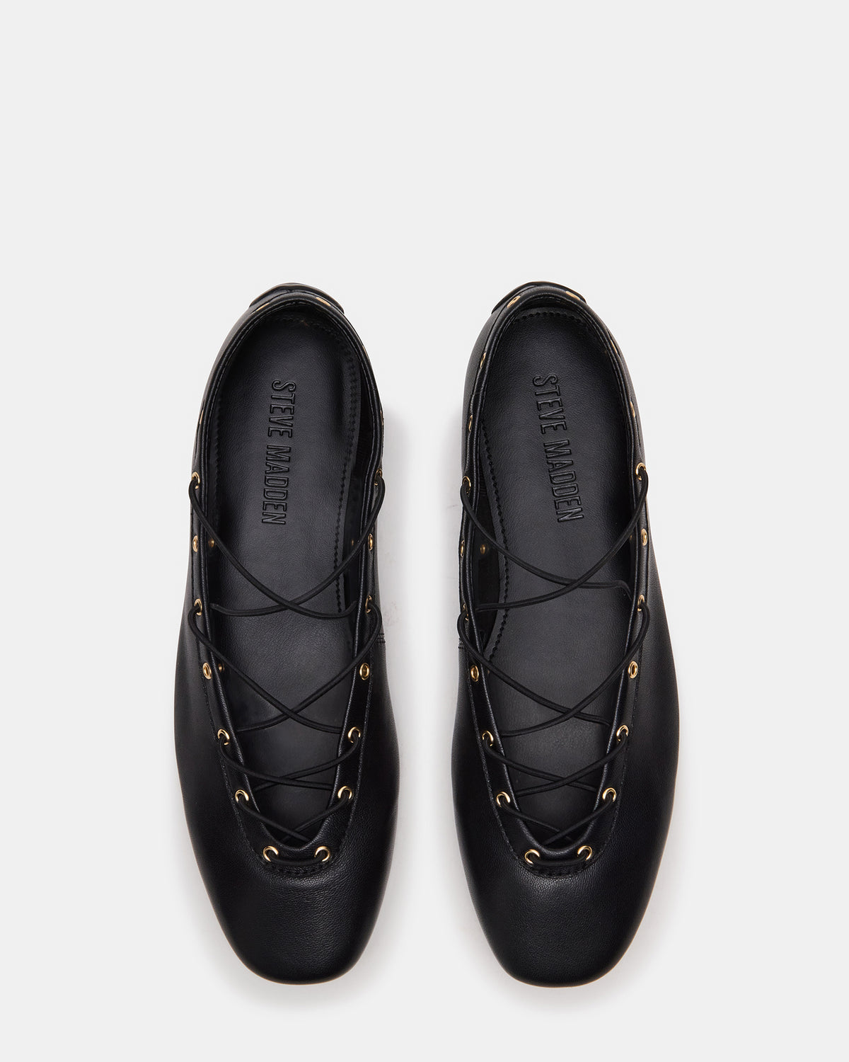 POINTE Black Leather Women's Ballet Square-Toe Flat | Steve Madden Popular