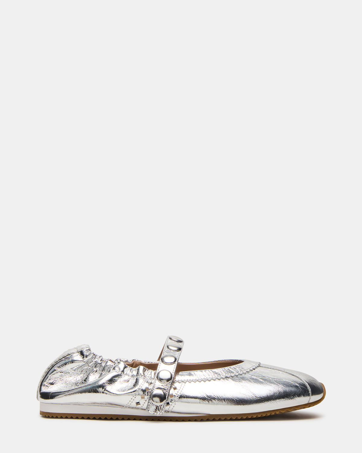 ANAYA Silver Leather Studs Mary Jane Ballet Women's Flat | Steve Madden Hot Sale