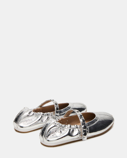 ANAYA Silver Leather Studs Mary Jane Ballet Women's Flat | Steve Madden Hot Sale