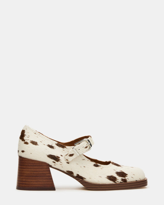 LISBON Brown Cow Print Square-Toe Mary Jane Women's Loafer | Steve Madden Special Offer