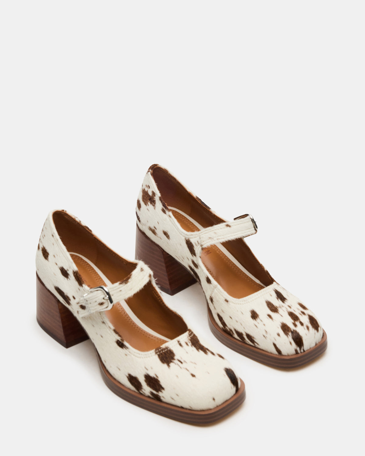 LISBON Brown Cow Print Square-Toe Mary Jane Women's Loafer | Steve Madden Special Offer