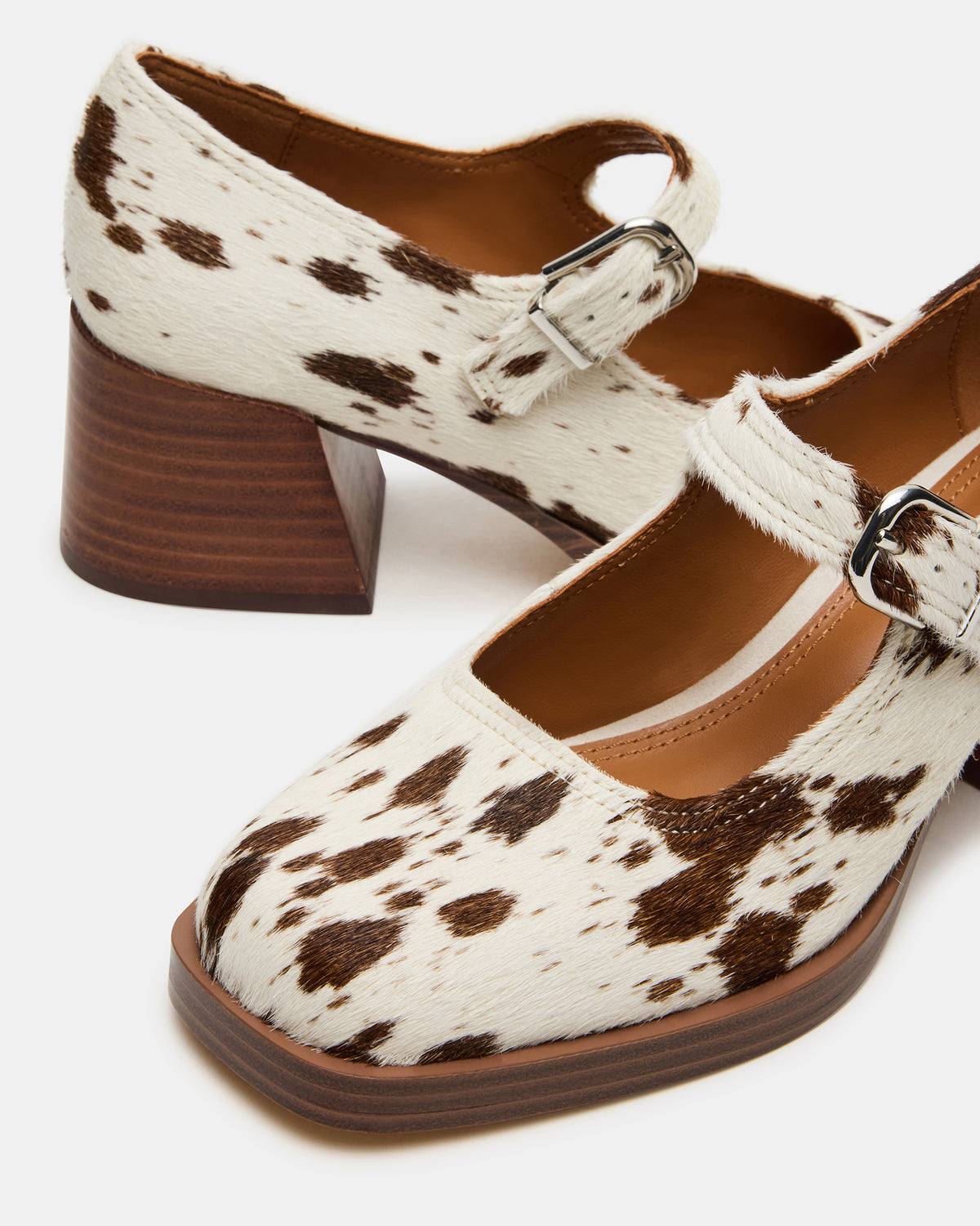 LISBON Brown Cow Print Square-Toe Mary Jane Women's Loafer | Steve Madden Special Offer
