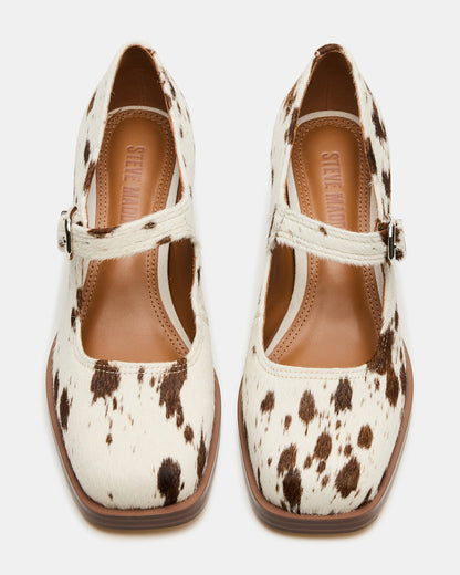 LISBON Brown Cow Print Square-Toe Mary Jane Women's Loafer | Steve Madden Special Offer