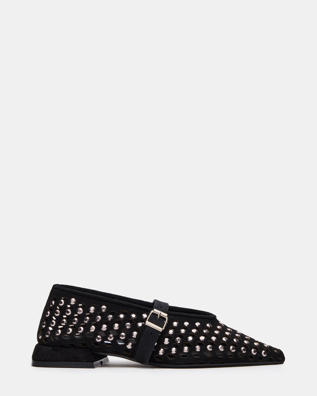 NICO Black Suede Women's Pointed-Toe Mary Jane Flat | Steve Madden Premium