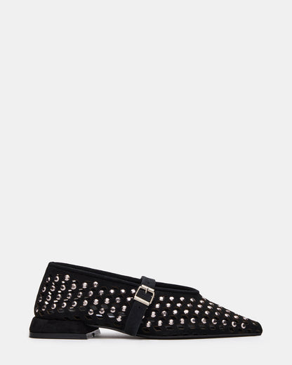 NICO Black Suede Women's Pointed-Toe Mary Jane Flat | Steve Madden Premium