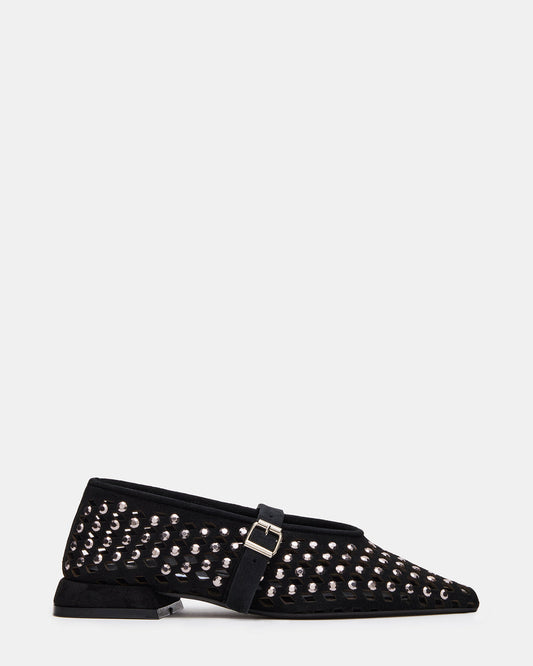 NICO Black Suede Women's Pointed-Toe Mary Jane Flat | Steve Madden Premium