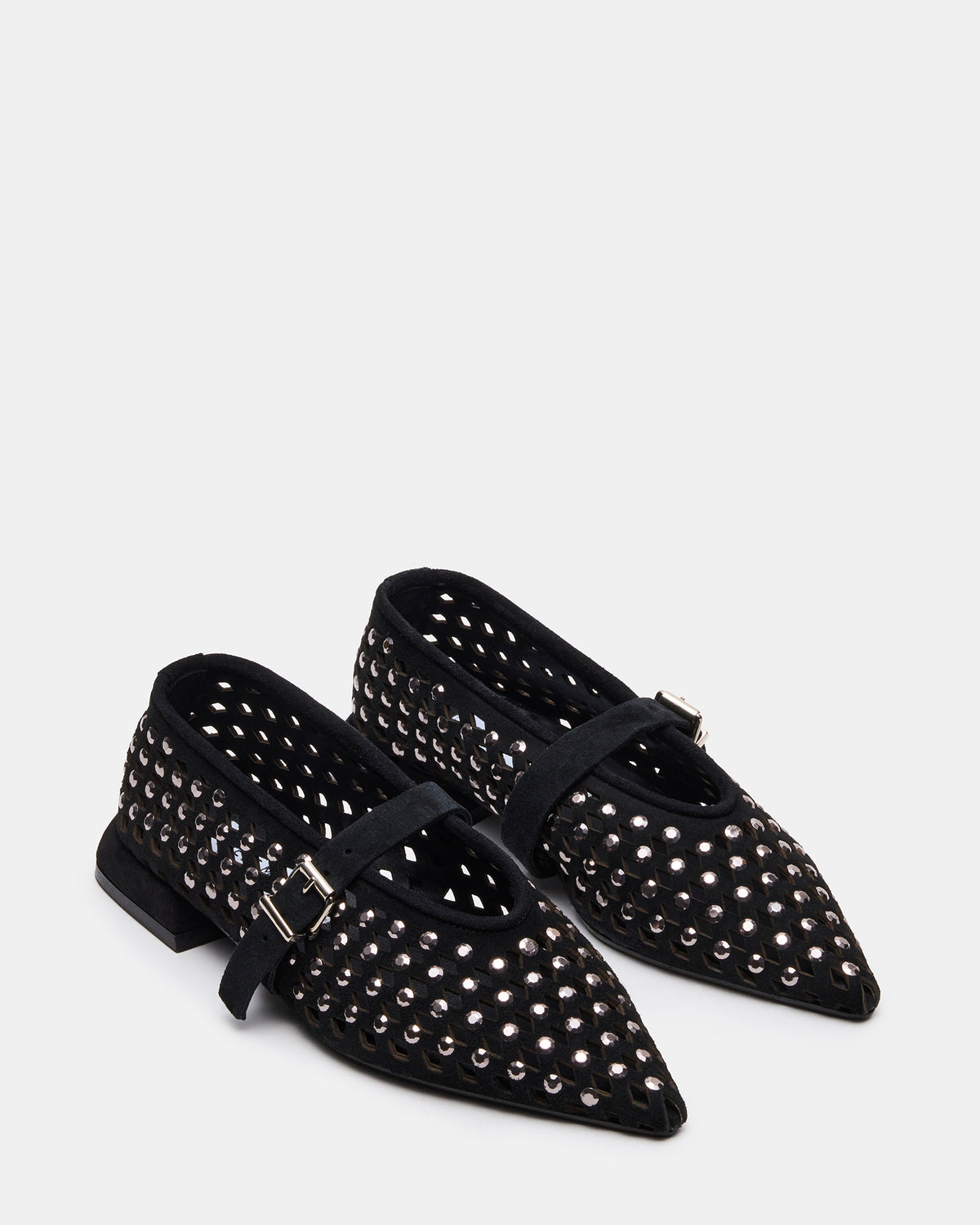 NICO Black Suede Women's Pointed-Toe Mary Jane Flat | Steve Madden Premium