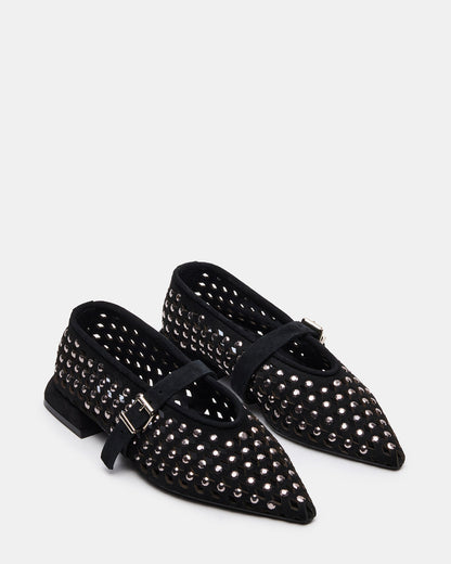 NICO Black Suede Women's Pointed-Toe Mary Jane Flat | Steve Madden Premium
