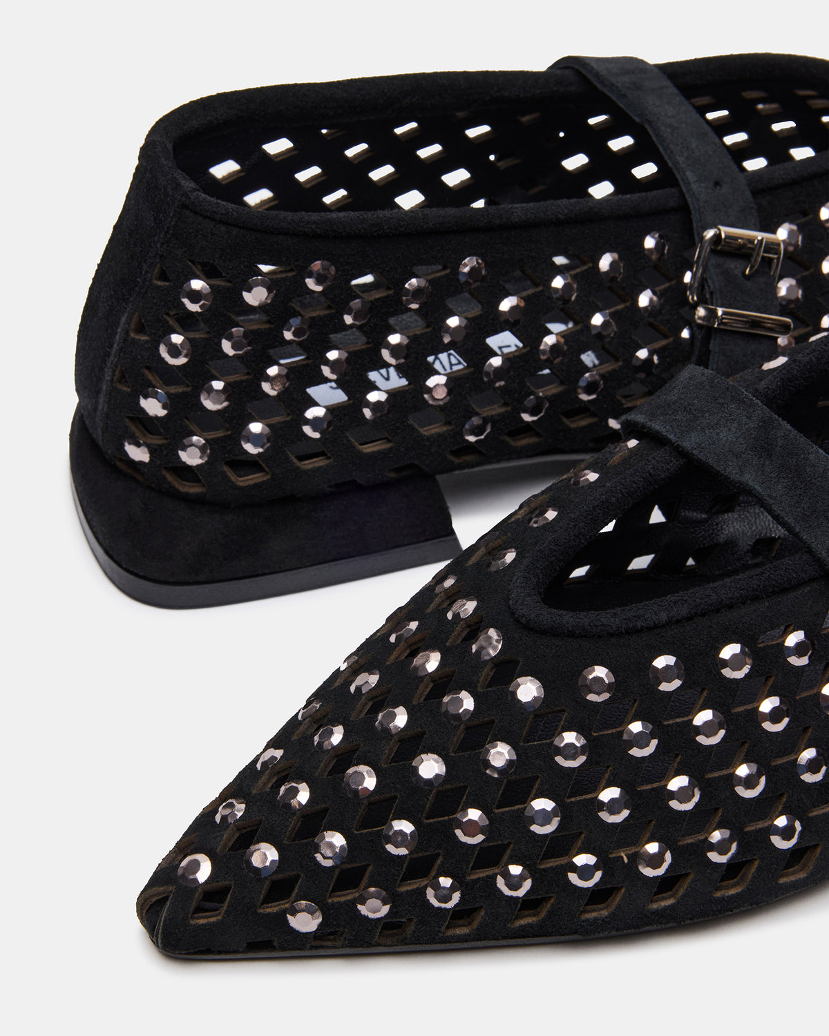 NICO Black Suede Women's Pointed-Toe Mary Jane Flat | Steve Madden Premium