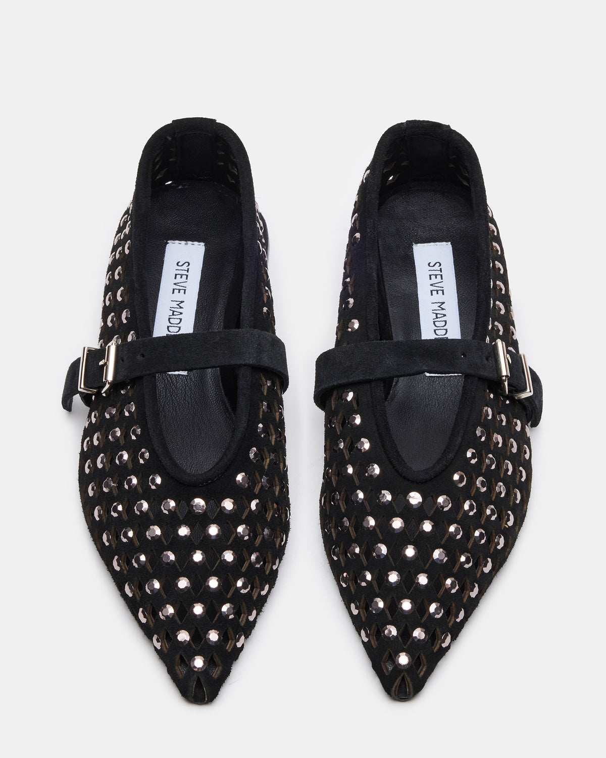 NICO Black Suede Women's Pointed-Toe Mary Jane Flat | Steve Madden Premium