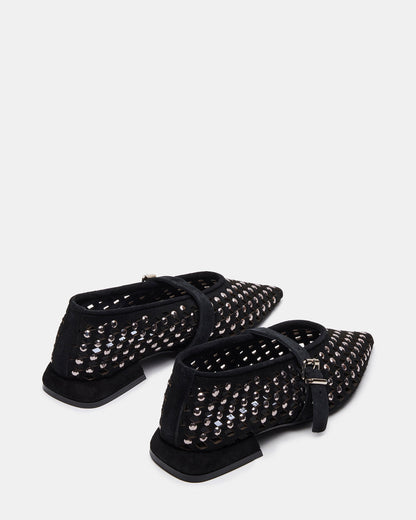 NICO Black Suede Women's Pointed-Toe Mary Jane Flat | Steve Madden Premium