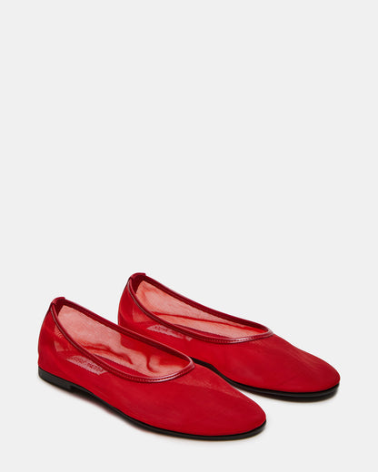 MEADOW Red Mesh Women's Ballet Flats | Steve Madden Trending