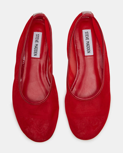 MEADOW Red Mesh Women's Ballet Flats | Steve Madden Trending