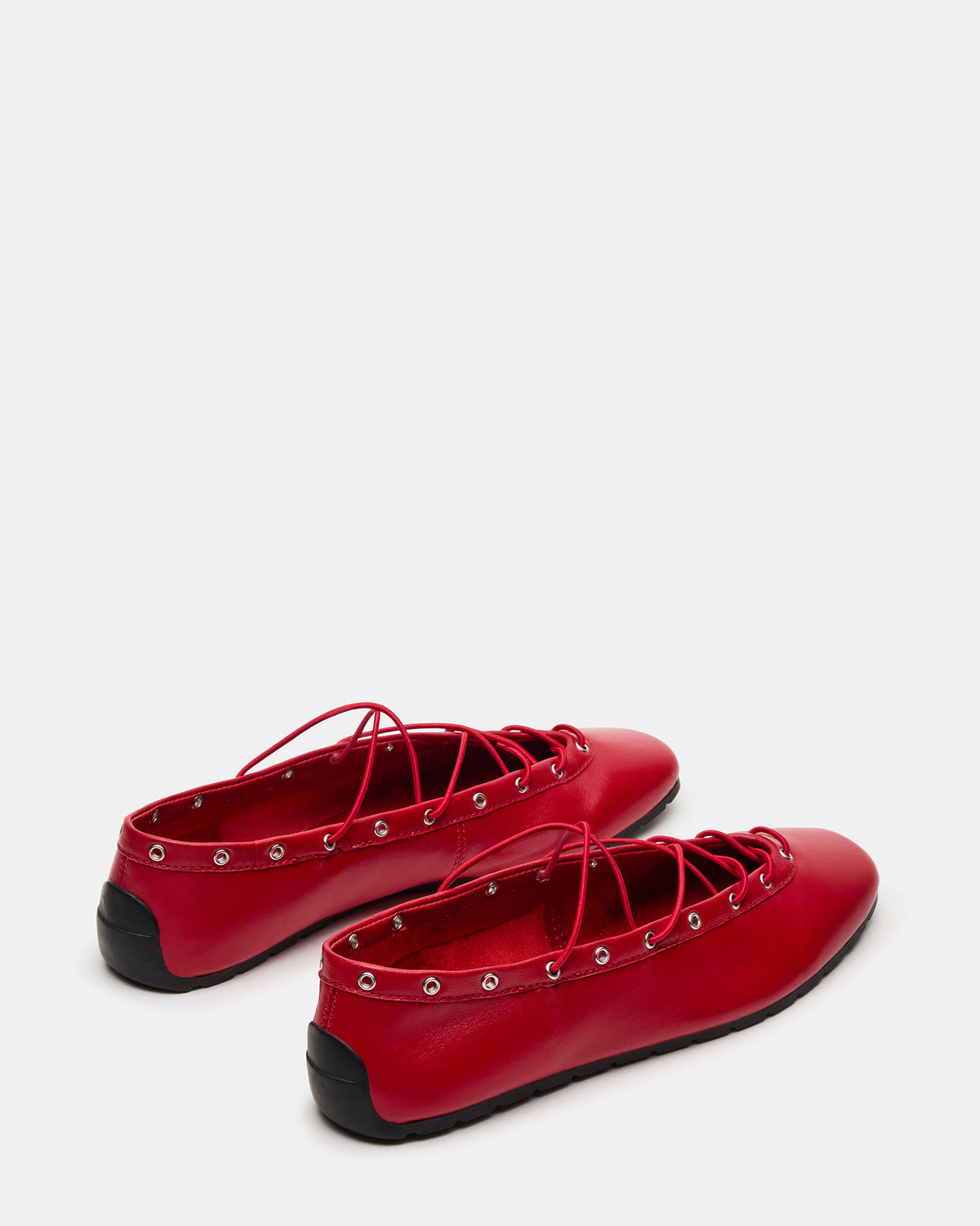 POINTE Red Leather Women's Ballet Square-Toe Flat | Steve Madden Deals