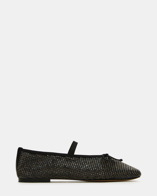 DELARA Rhinestones Black Multi Mary Jane Ballet Women's Flat | Steve Madden Recommended