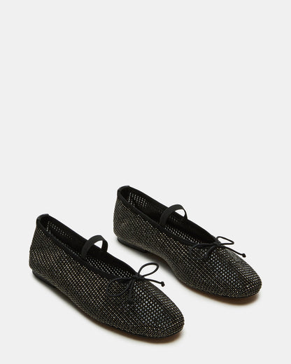 DELARA Rhinestones Black Multi Mary Jane Ballet Women's Flat | Steve Madden Recommended