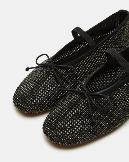 DELARA Rhinestones Black Multi Mary Jane Ballet Women's Flat | Steve Madden Recommended