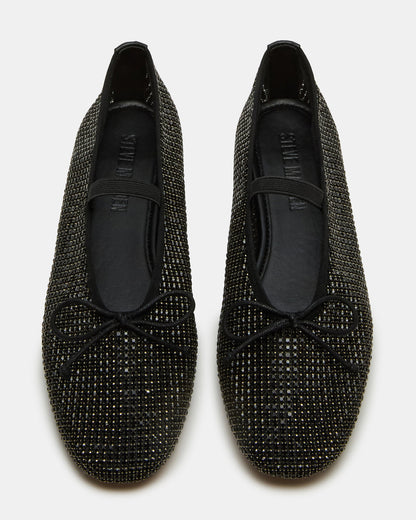 DELARA Rhinestones Black Multi Mary Jane Ballet Women's Flat | Steve Madden Recommended