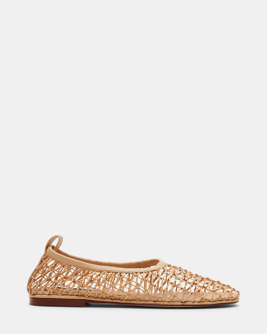 AMBROSIA Tan Women's Net Caged Ballet Flat | Steve Madden Special Offer