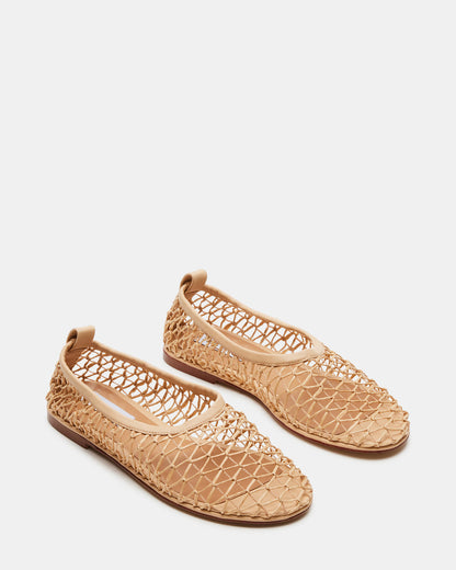 AMBROSIA Tan Women's Net Caged Ballet Flat | Steve Madden Special Offer