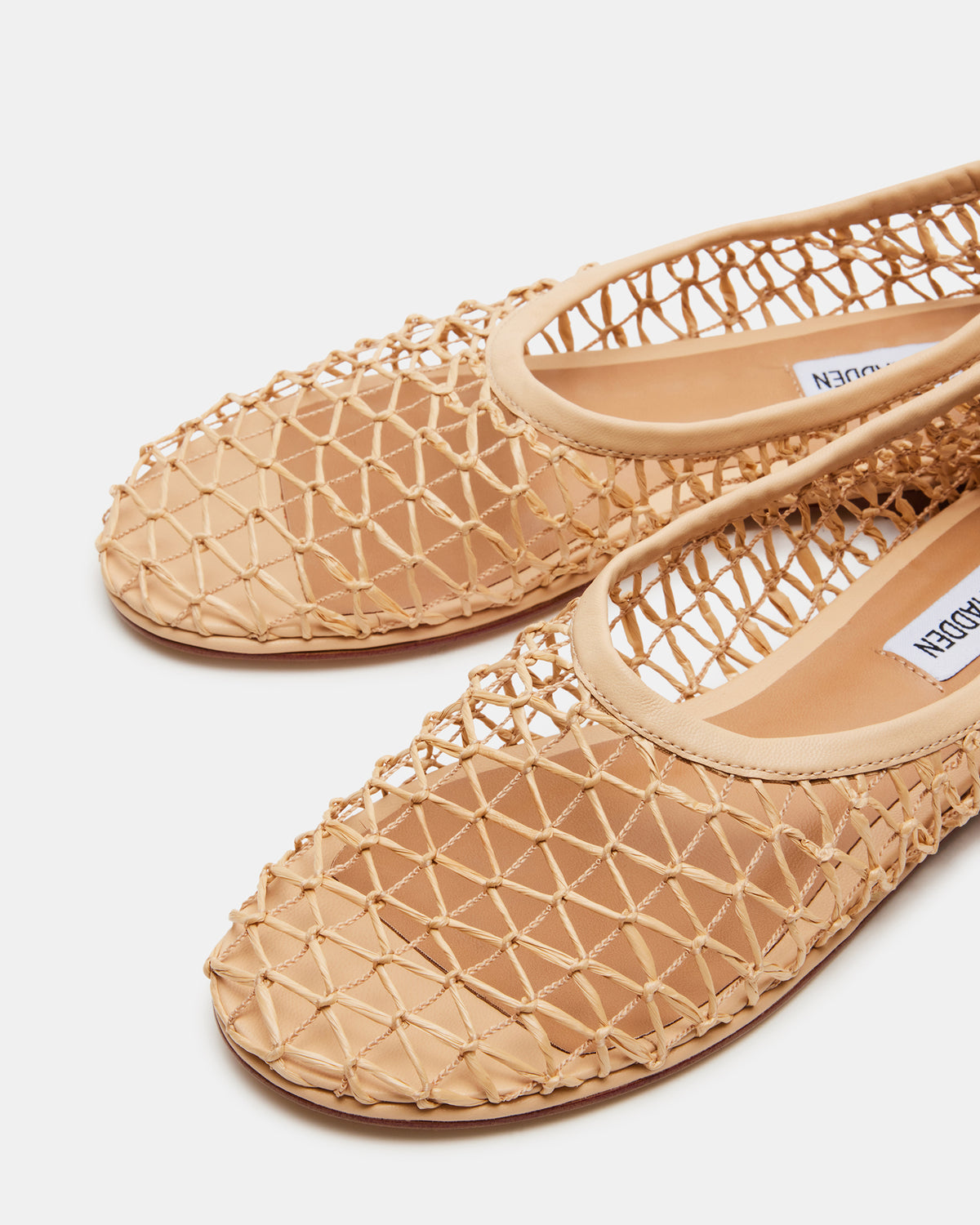 AMBROSIA Tan Women's Net Caged Ballet Flat | Steve Madden Special Offer