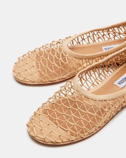 AMBROSIA Tan Women's Net Caged Ballet Flat | Steve Madden Special Offer