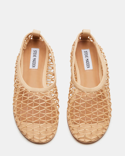 AMBROSIA Tan Women's Net Caged Ballet Flat | Steve Madden Special Offer