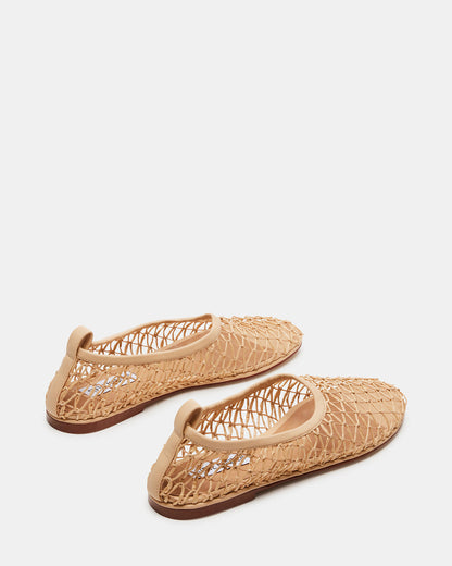 AMBROSIA Tan Women's Net Caged Ballet Flat | Steve Madden Special Offer