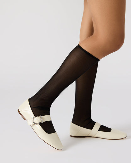 JENNI Bone Leather Women's Square-Toe Mary Jane Ballet Flat | Steve Madden Premium