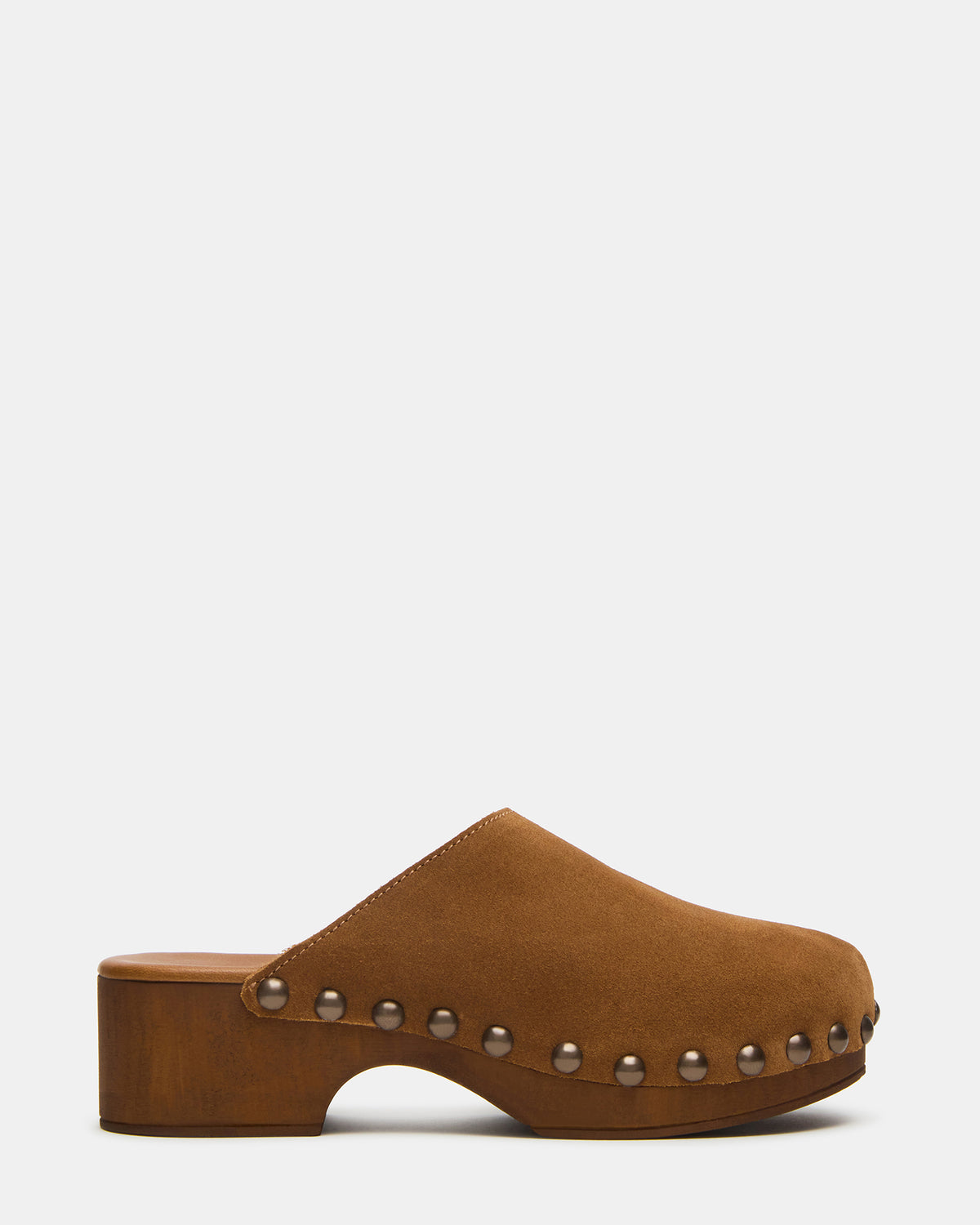 DANVER Chestnut Suede Studded Slip-On Mule Clog Women's Flat | Steve Madden Top Pick