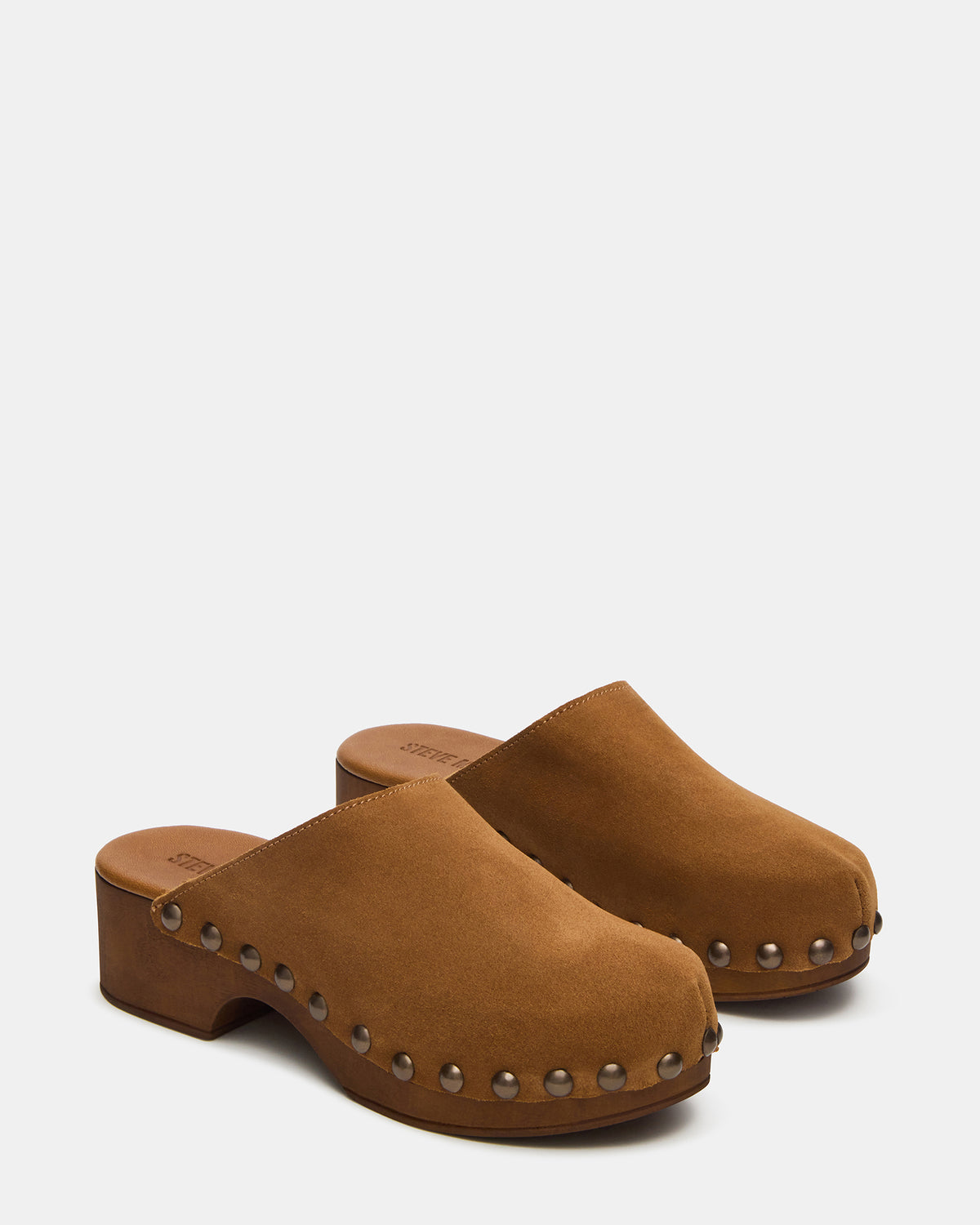 DANVER Chestnut Suede Studded Slip-On Mule Clog Women's Flat | Steve Madden Top Pick