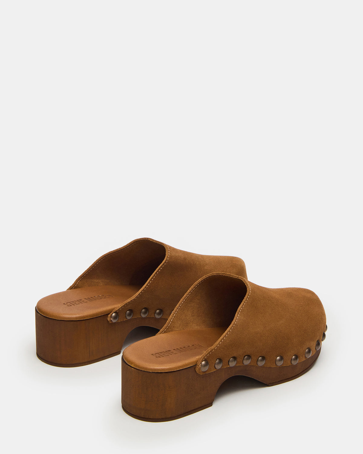 DANVER Chestnut Suede Studded Slip-On Mule Clog Women's Flat | Steve Madden Top Pick