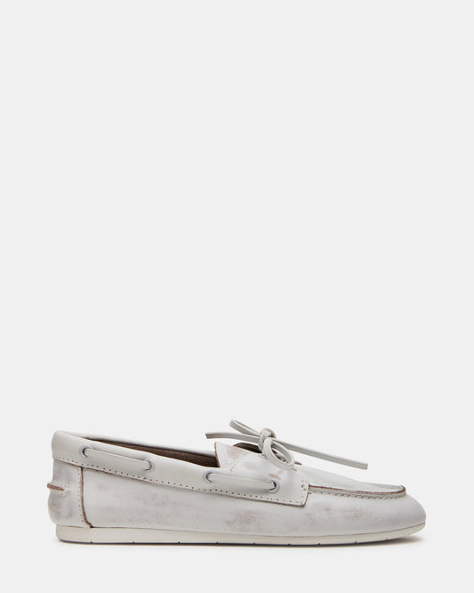 SAG White Leather Women's Boat Shoe | Steve Madden Featured