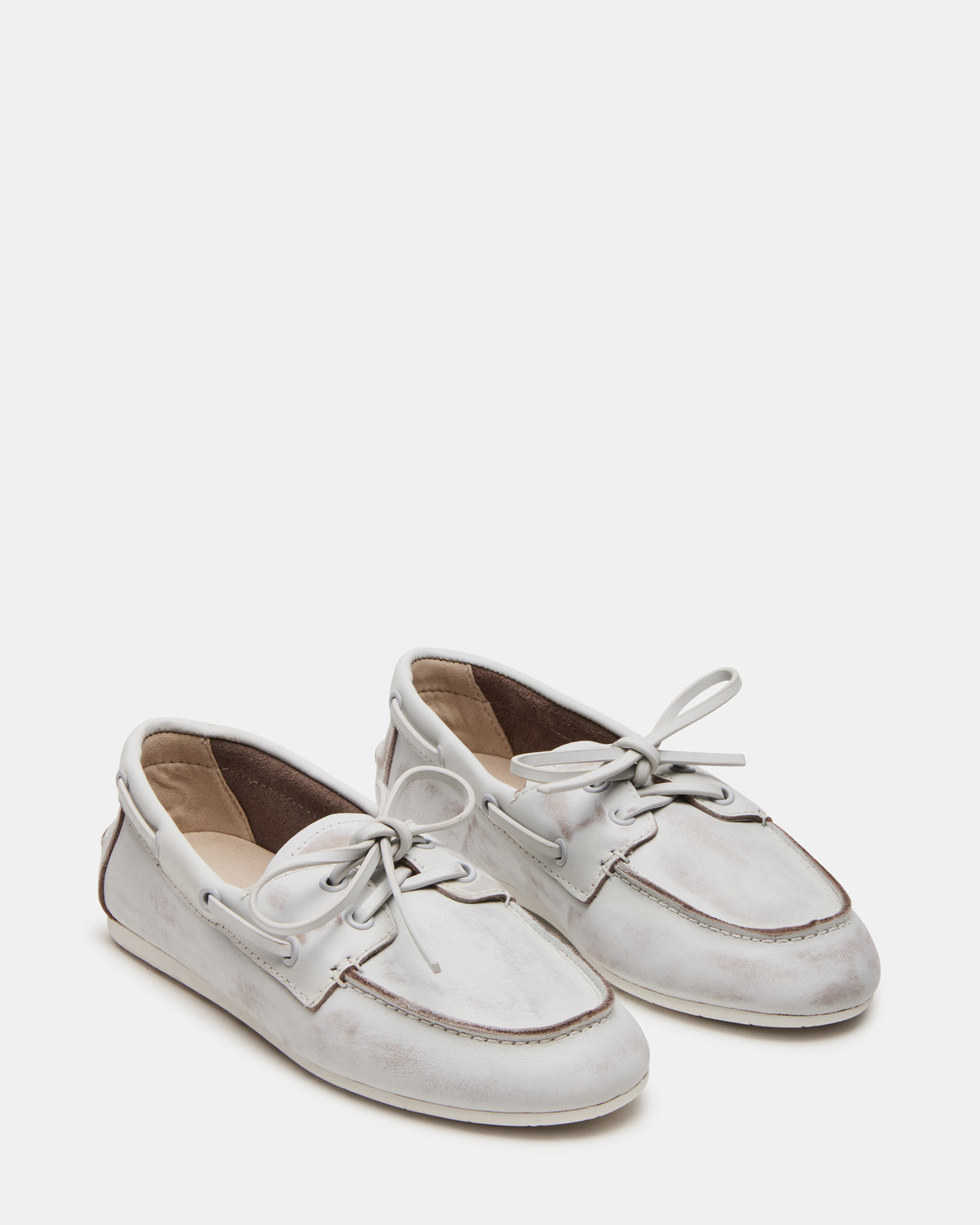 SAG White Leather Women's Boat Shoe | Steve Madden Featured