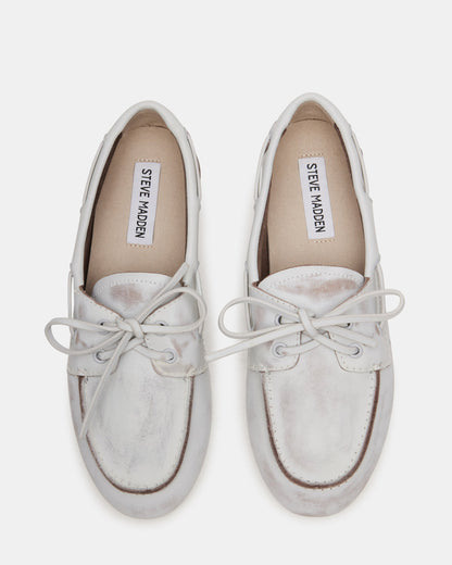 SAG White Leather Women's Boat Shoe | Steve Madden Featured