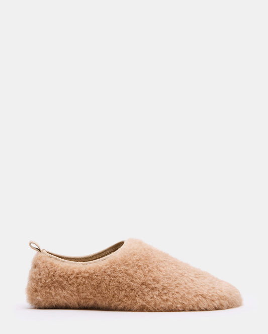MINO Faux Fur Tan Women's Flat | Steve Madden Discount