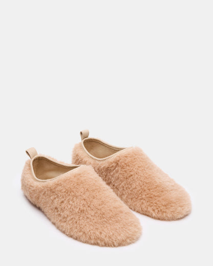 MINO Faux Fur Tan Women's Flat | Steve Madden Discount