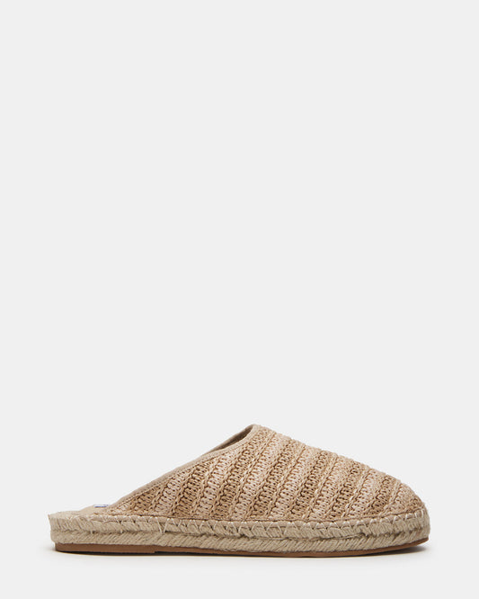 GILLIGAN Raffia Espadrille Mule Flat | Women's Flats | Steve Madden Special Offer