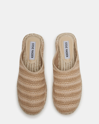GILLIGAN Raffia Espadrille Mule Flat | Women's Flats | Steve Madden Special Offer