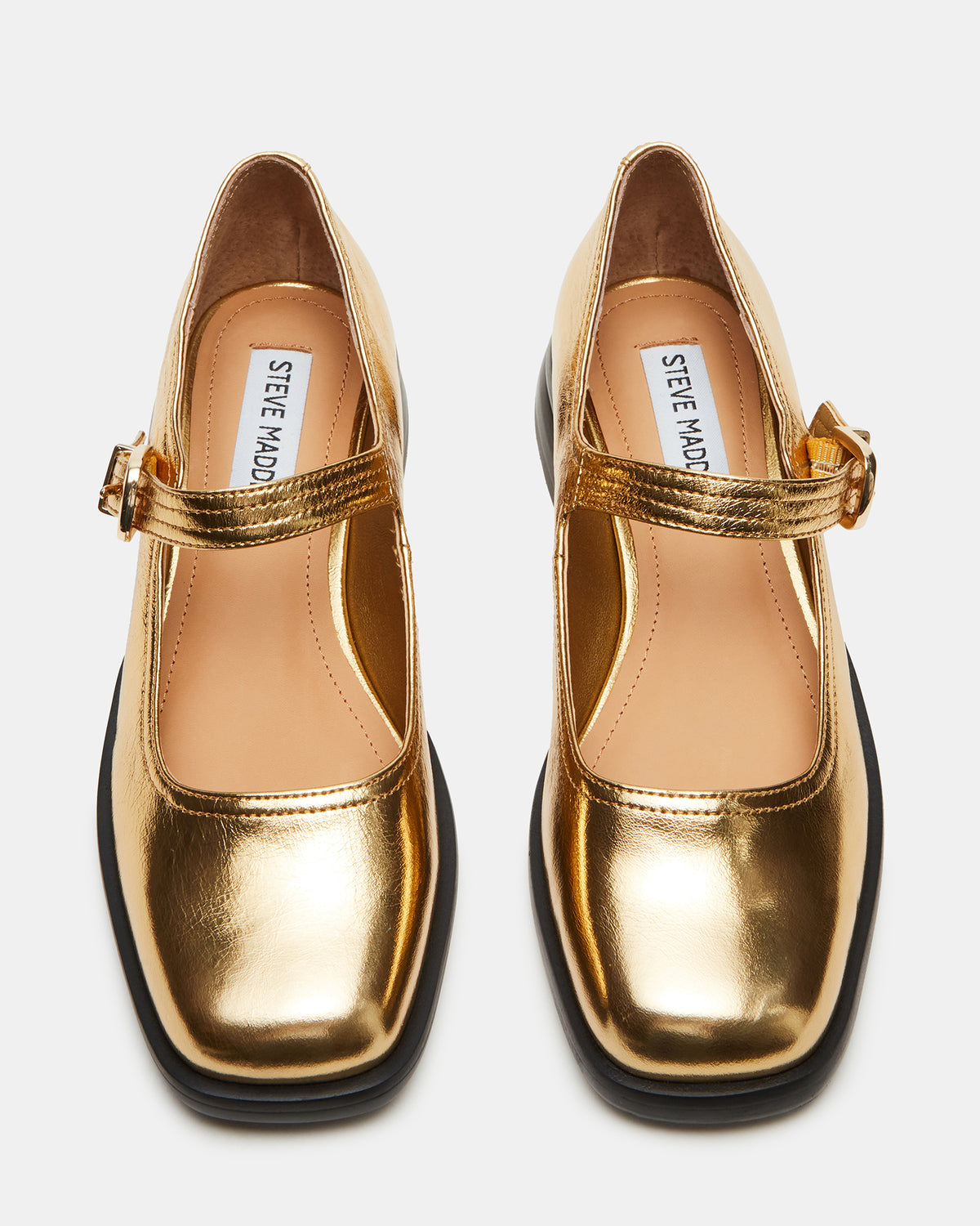 DELANCY Gold Leather Women's Mary Jane Flats | Steve Madden Hot Sale