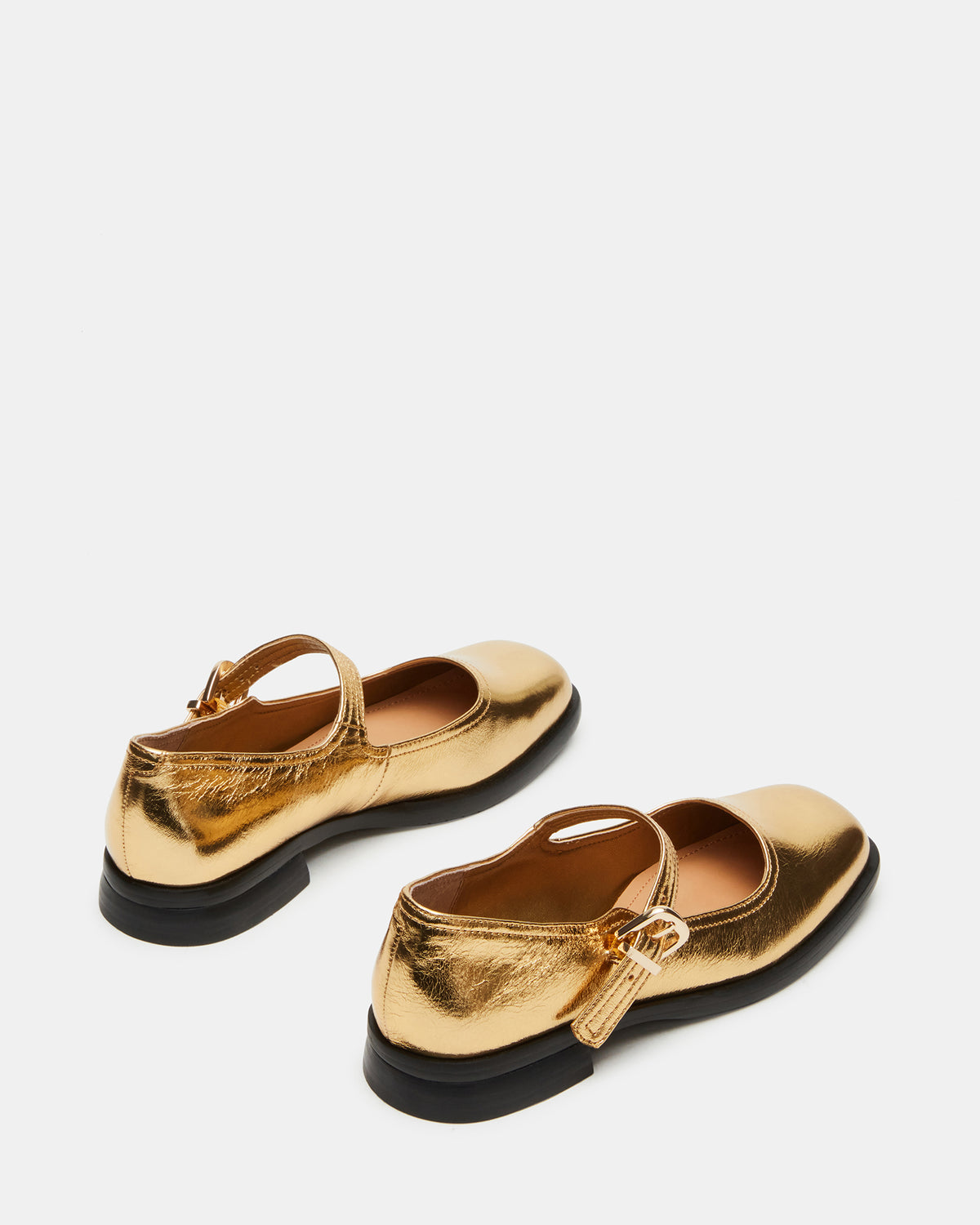 DELANCY Gold Leather Women's Mary Jane Flats | Steve Madden Hot Sale