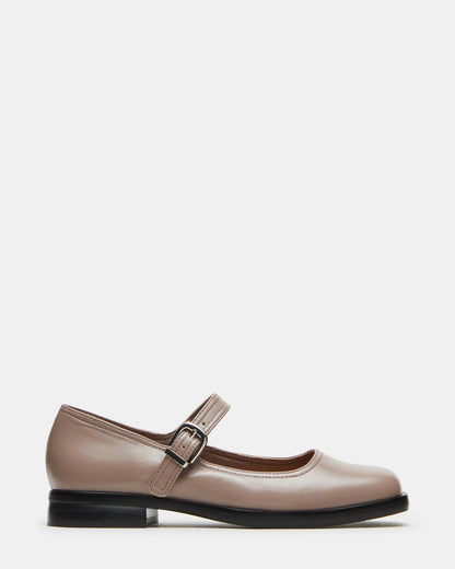 DELANCY Taupe Leather Women's Mary Jane Flats | Steve Madden Featured