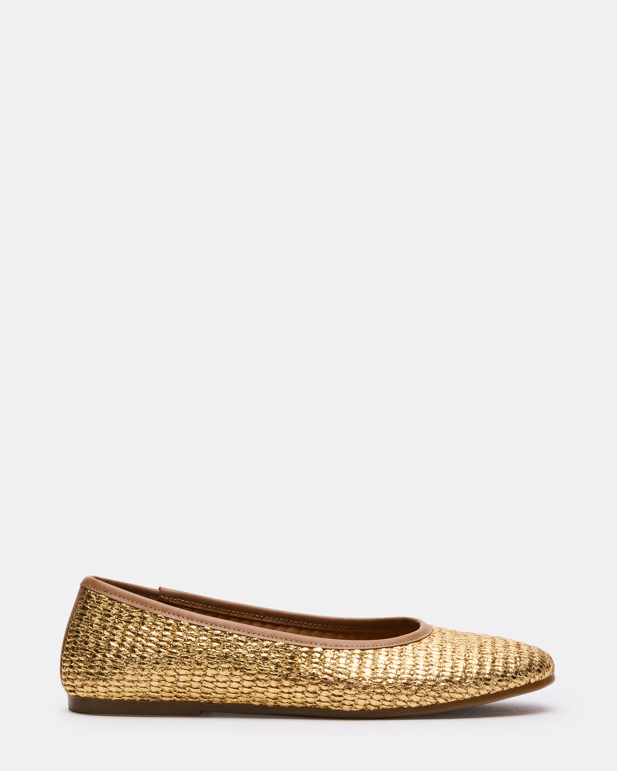 MERLOT Gold Raffia Ballet Women's Flat | Steve Madden Special Offer