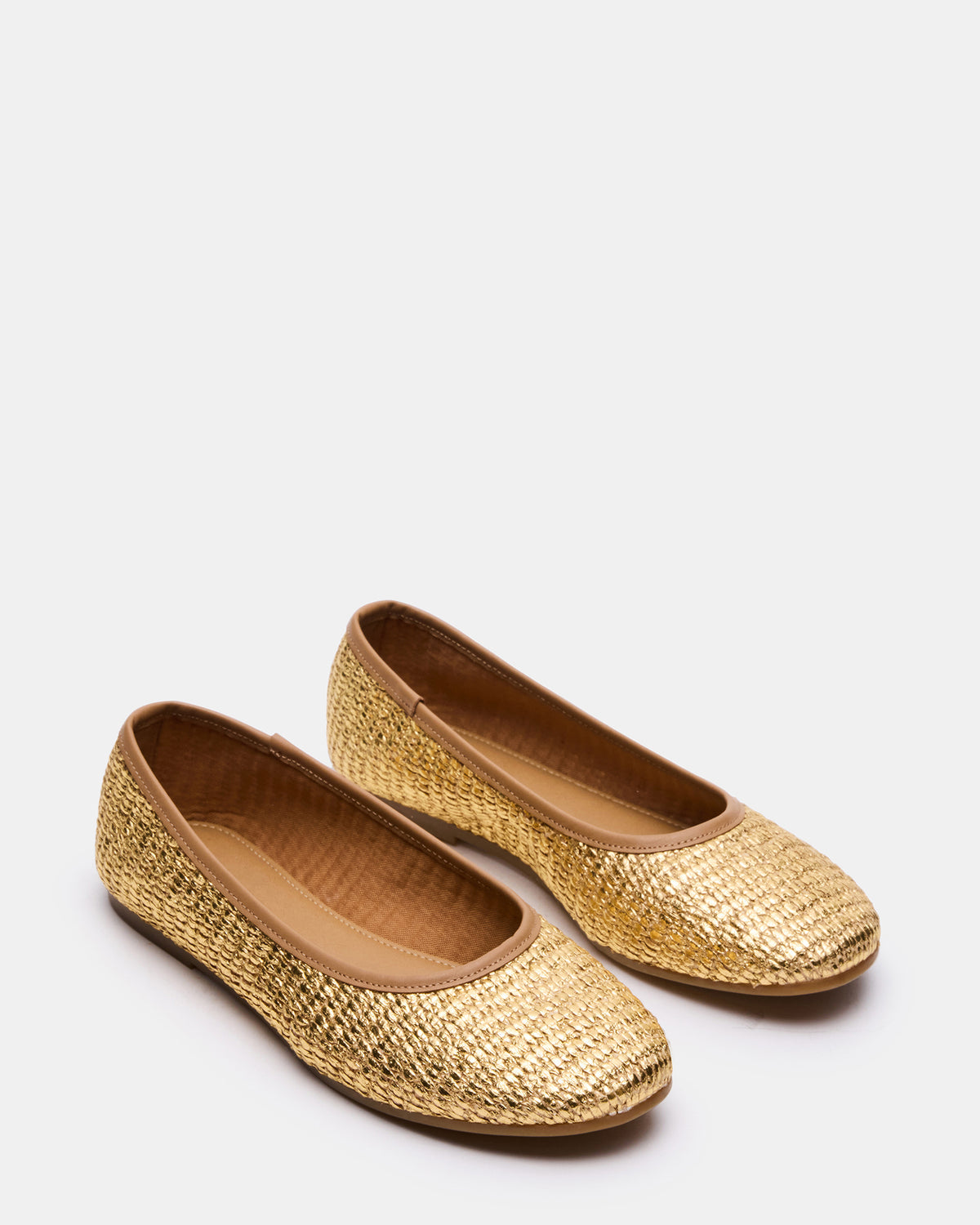 MERLOT Gold Raffia Ballet Women's Flat | Steve Madden Special Offer