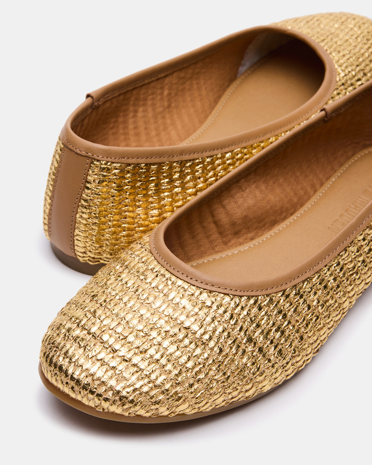 MERLOT Gold Raffia Ballet Women's Flat | Steve Madden Special Offer